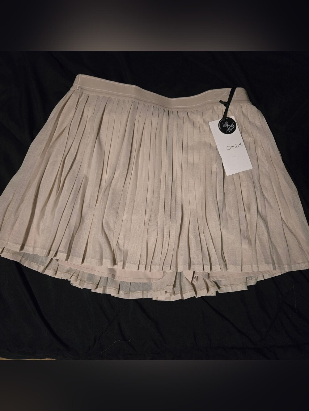 Calia Court Collection Khaki Pleated High RiseTennis 2 In 1 Skort  -2 Way Pocket